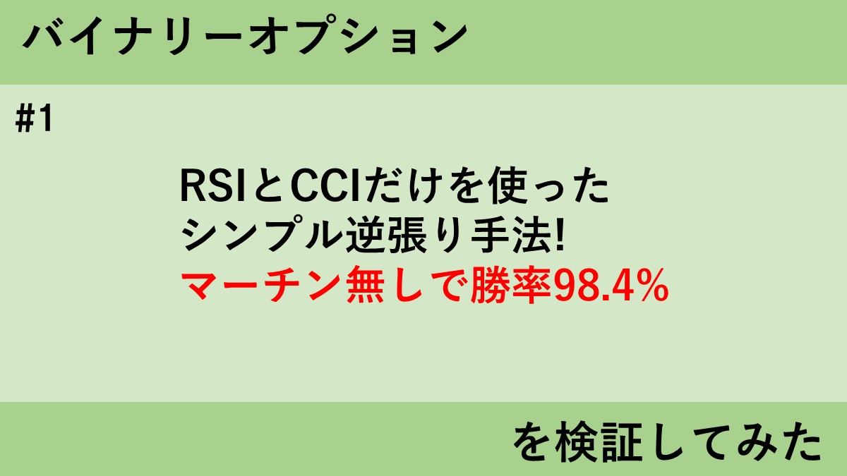 RSIとCCIだけを使ったシンプル逆張り手法!勝率98.4%を検証してみた | タキオのバイナリーFX検証