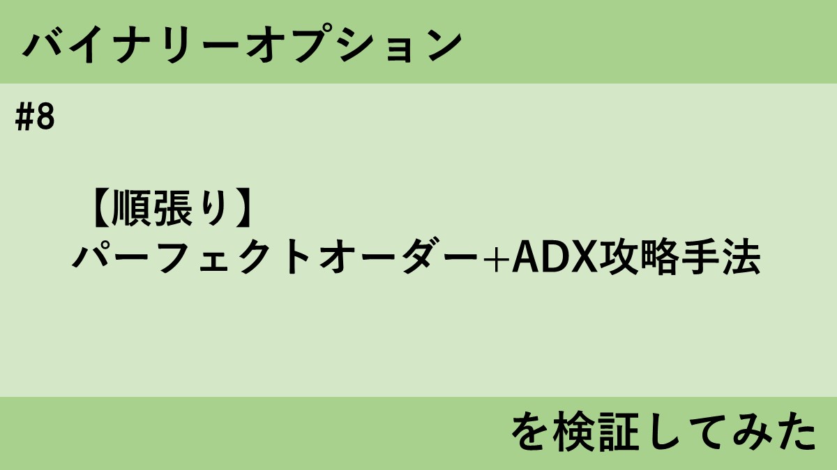 順張り】パーフェクトオーダー+ADX攻略手法を検証してみた | タキオのバイナリーFX検証
